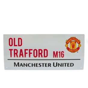 Manchester United skilte og flag