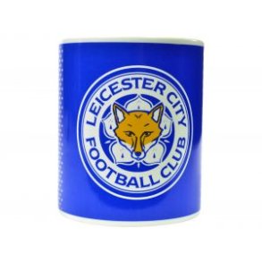 Leicester krus i keramik / Klubbens emblem p� bl� baggrund