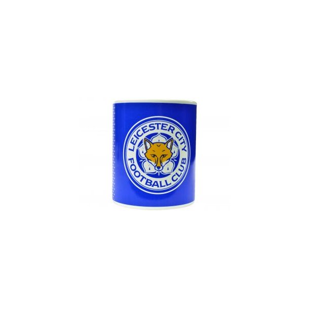 Leicester krus i keramik / Klubbens emblem p� bl� baggrund