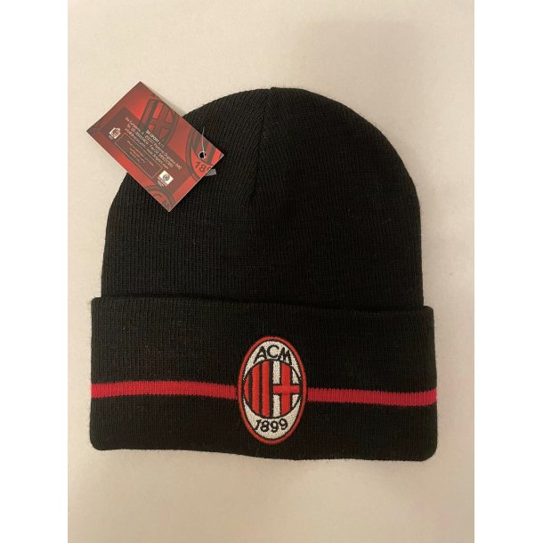 Milan klassisk sort hue m/rd stribe p ombuk og emblem