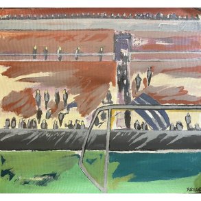 Fans p stadion akryl p lrred Ml: Ca. 36 x 39 cm.