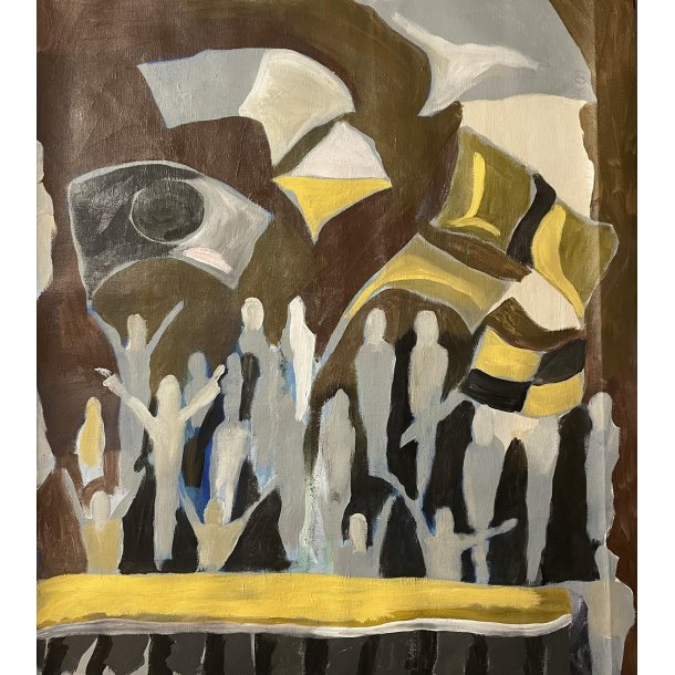 Sort-gul Kbh Fanzone Ml: 64 x 56 cm.
