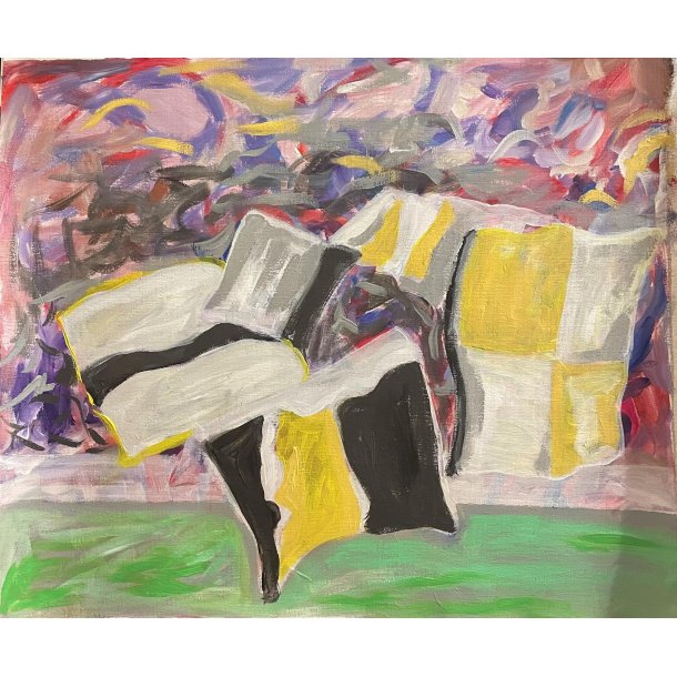 Gul-sort bannere M�l: 52 x 55 cm.