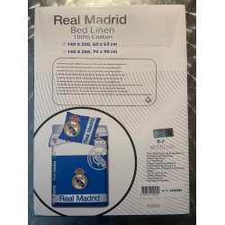 Real Madrid senget�j / Hvid - bl� / Real Madrid tekst og emblem