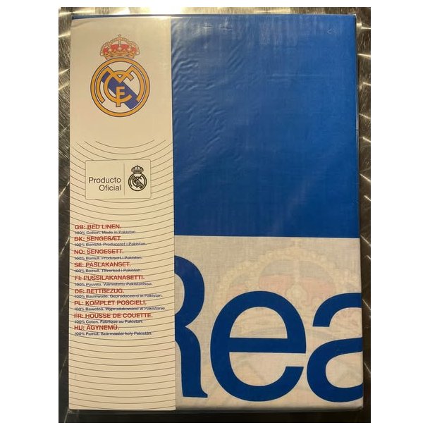 Real Madrid senget�j / Hvid - bl� / Real Madrid tekst og emblem