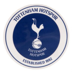 Tottenham bil klistermrke rundt / Indvendigt / 7 x 7 cm.
