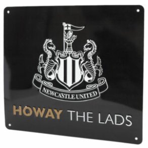 Newcastle metalskilt / Howay The Lads  M�l: 25 x 23 cm.