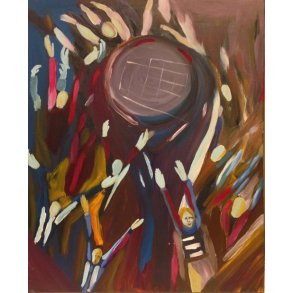 Fodboldfans akryl p� l�rred m�l: 60 x 50 cm.