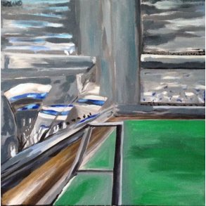 Football Stadium akryl p� l�rred m�l: 50 x 50 cm.