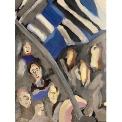 Fans / Fodboldmaleri Ml: 60 x 60 cm.