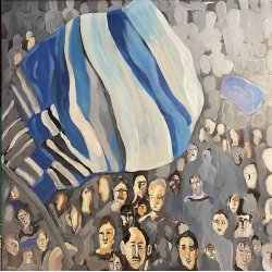 Fans / Fodboldmaleri Ml: 60 x 60 cm.