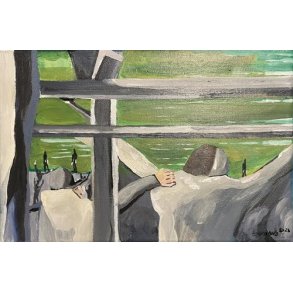 Fans p stadion maleri Fodboldfans jubler efter ml 20 x 30 cm.