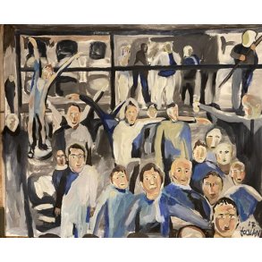 Football fans Copenhagen Akryl p� l�rred m�l: 60 x 70 cm.