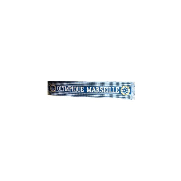 Olympic Marseille halstrklde i klubfarver med emblem og tekst: OLYMPIQUE MARSEILLE